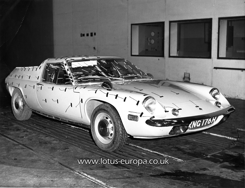 Lotus Europa S2 Twin Cam shaped prototype in the MIRA wind Tunnel